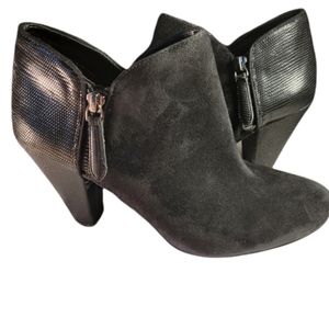 GIANNI BINI BLACK LEATHER SUEDE ANKLE BOOTS